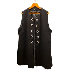 Plus-size knee-length black wool-blend vest